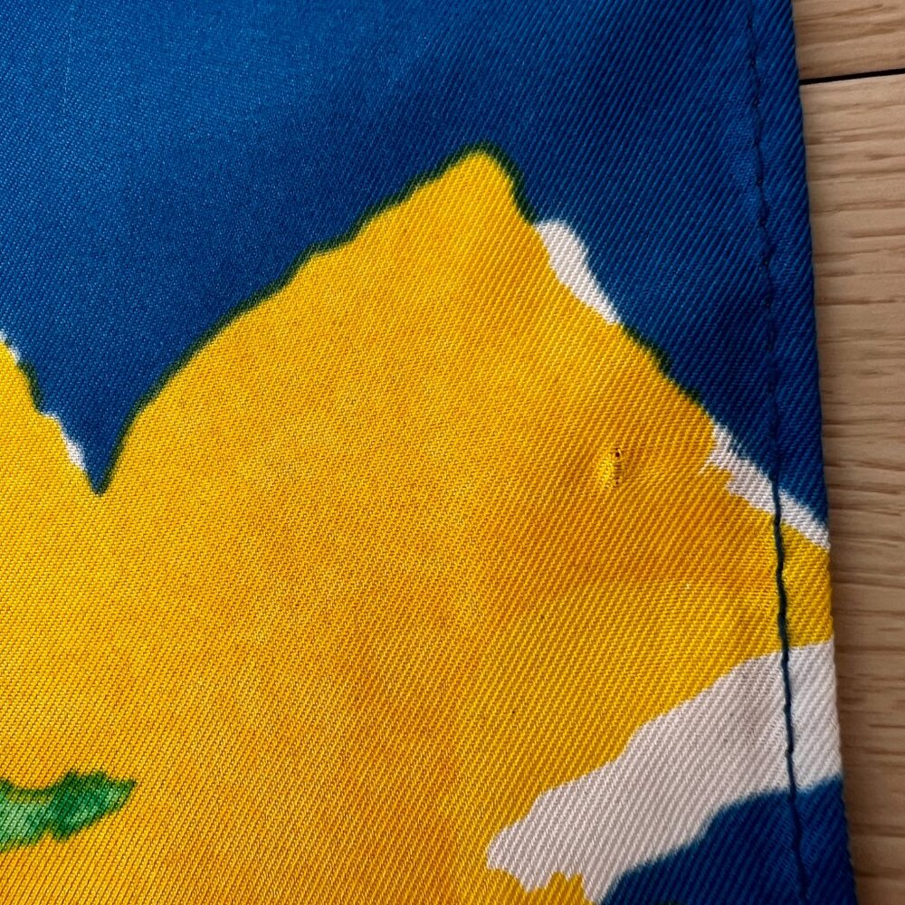 Vintage 80s Colorful Picasso-Inspired Floral Print Square Head or Neck Scarf - Picture 11 of 14